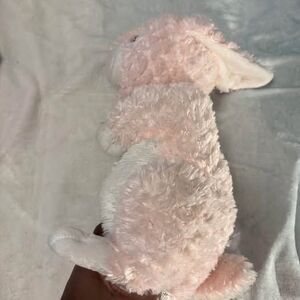 Soft Pink & White Plush Bunny Stuffed Animal Easter Basket Nursery Decor Toy